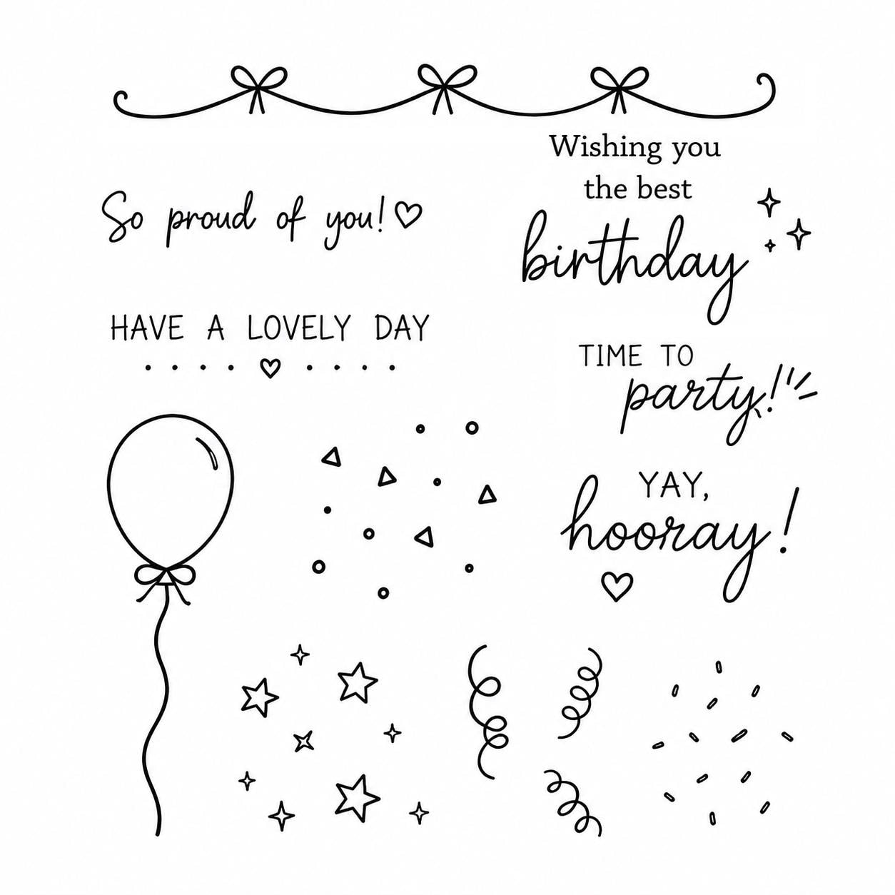 Birthday Balloon Stamp and Die Set, Party Card Making Supplies