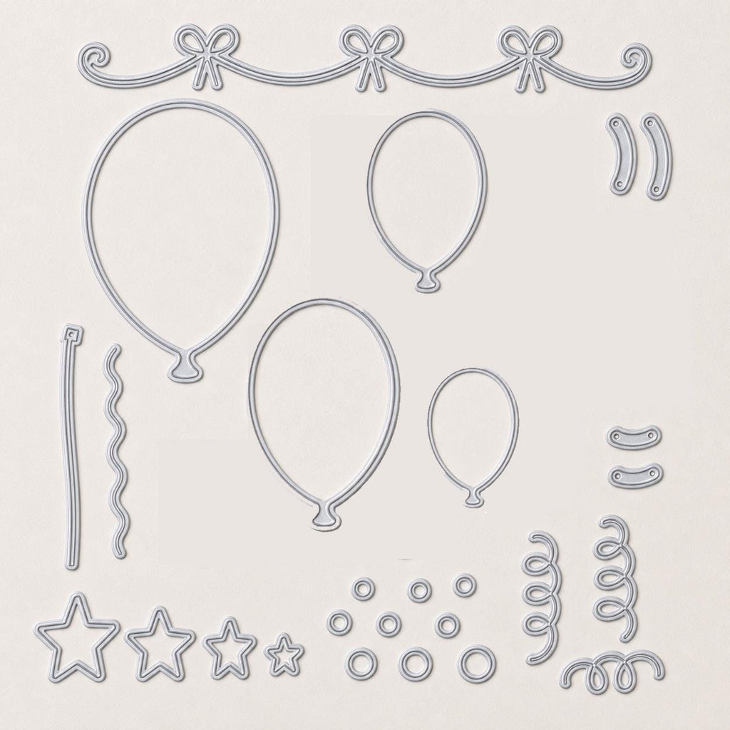 Birthday Balloon Stamp and Die Set, Party Card Making Supplies