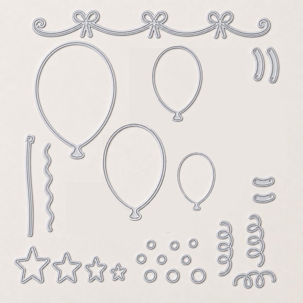 Birthday Balloon Stamp and Die Set, Party Card Making Supplies