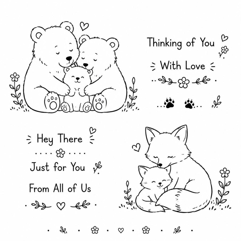 Woodland Bear Fox Stamp and Die Set, Animal Card Making, Scrapbook Craft Supply