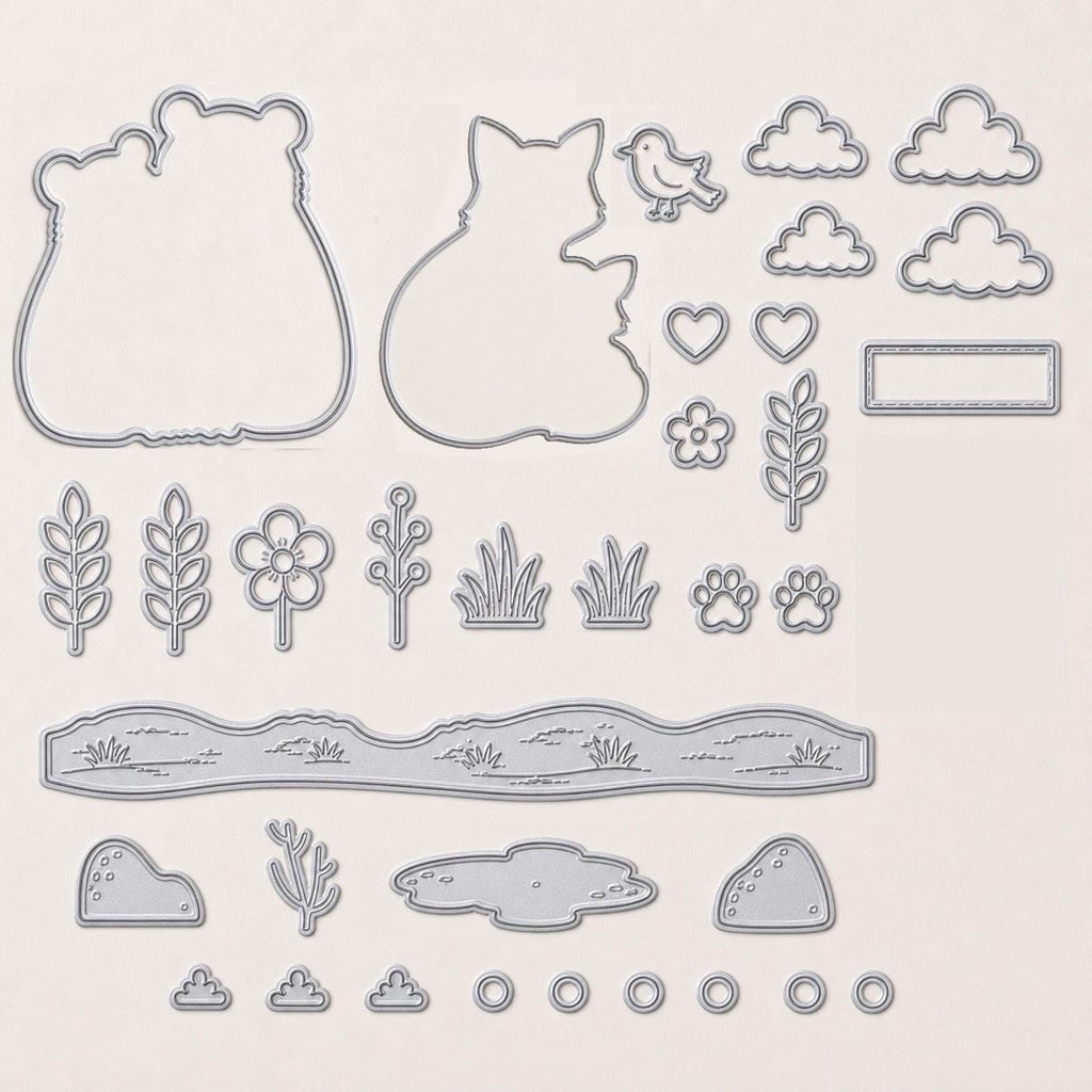 Woodland Bear Fox Stamp and Die Set, Animal Card Making, Scrapbook Craft Supply