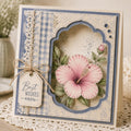 Hibiscus Flower Clear Stamp and Die Set, Floral Botanical Card Making Supplies