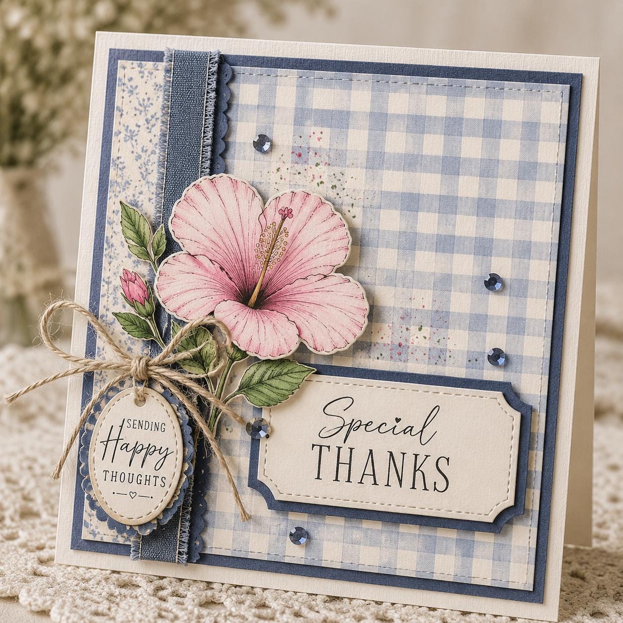 Hibiscus Flower Clear Stamp and Die Set, Floral Botanical Card Making Supplies