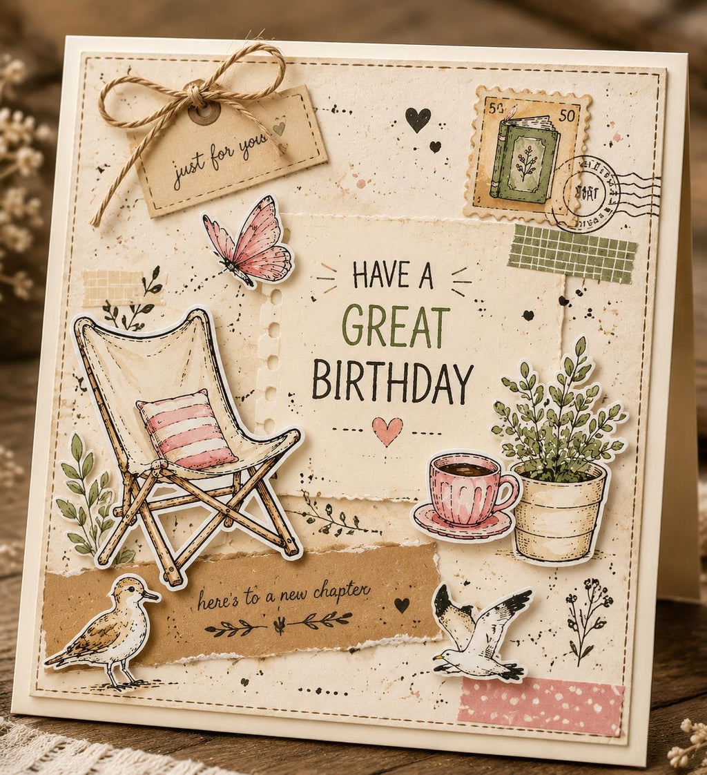 Relax Chair Stamp and Die Set, Cozy Card Making, Father's Day, Birthday Craft Supply