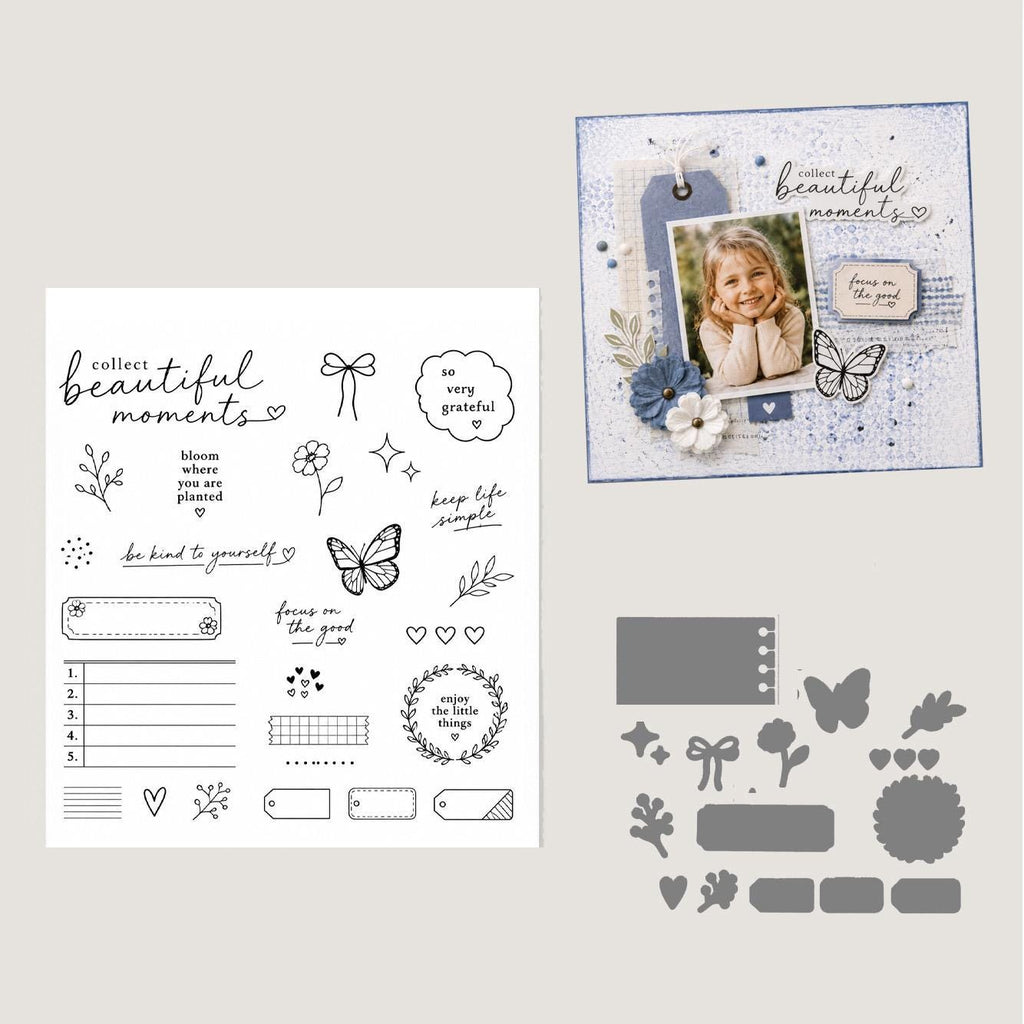 Clear Stamp and Butterfly Cutting Dies, Memory Keeping Scrapbook Craft Supply