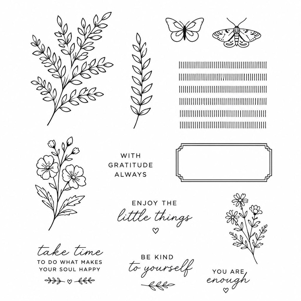 Botanical Stamp & Die Set | Wildflower Butterfly Cardmaking Supplies