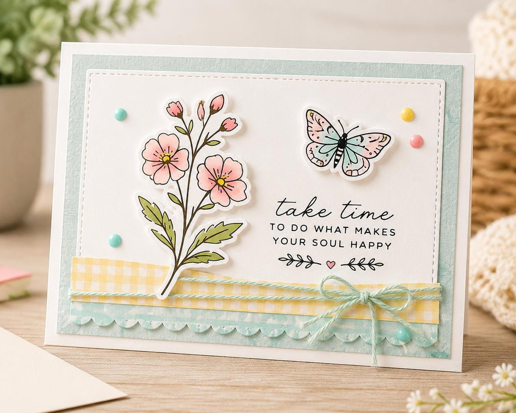 Botanical Stamp & Die Set | Wildflower Butterfly Cardmaking Supplies