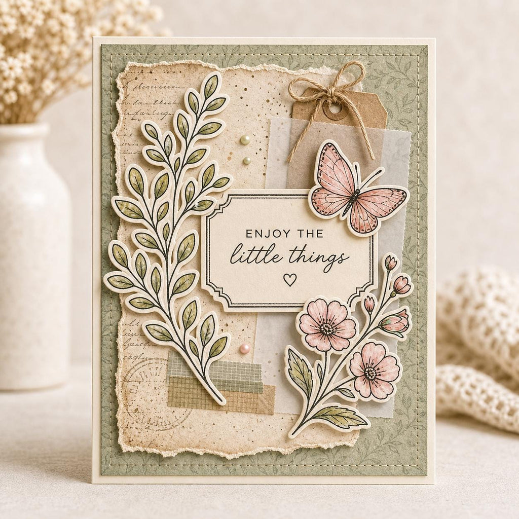 Botanical Stamp & Die Set | Wildflower Butterfly Cardmaking Supplies