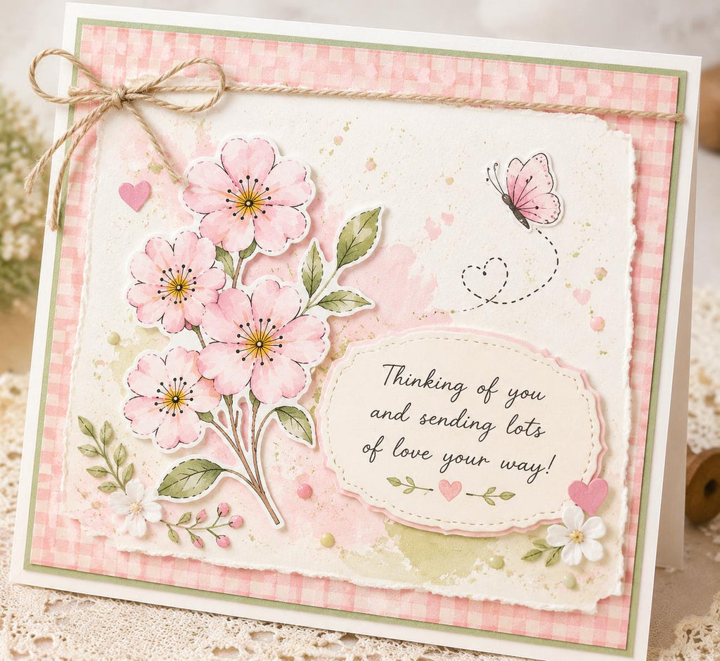 Cherry Blossom Stamp & Dies Set | Floral Sentiment Card Making Supplies