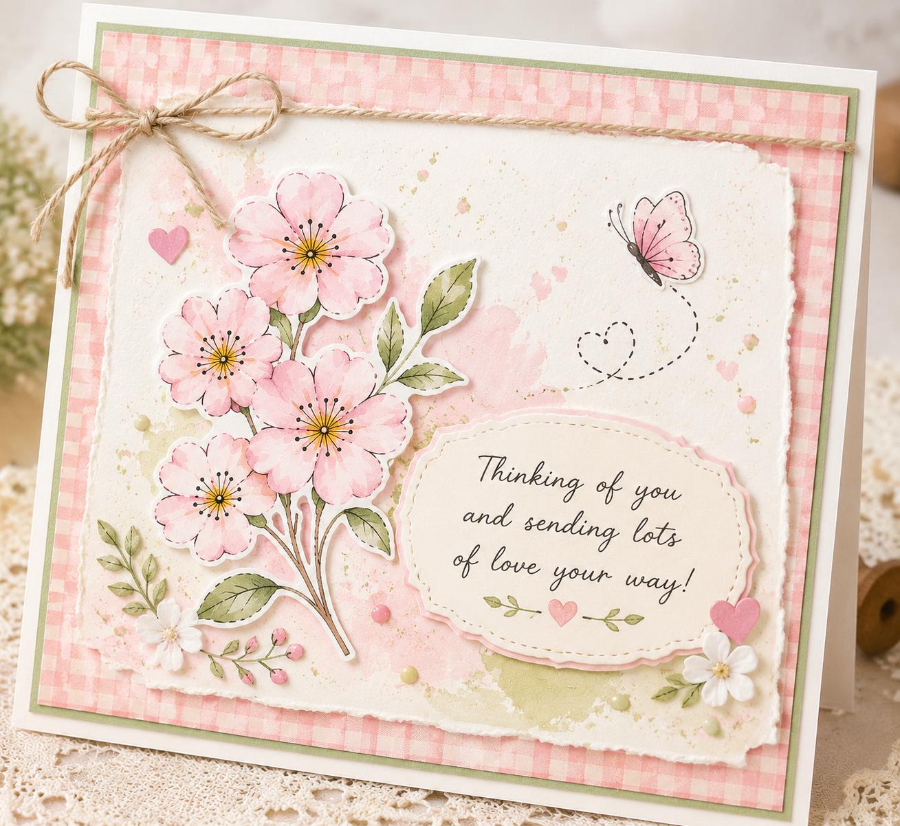 Cherry Blossom Stamp & Dies Set | Floral Sentiment Card Making Supplies