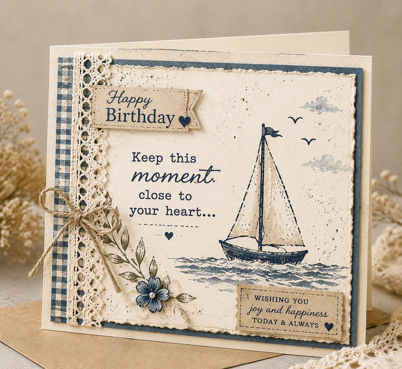 Nautical Clear Stamp & Die Set | Sailboat, Lighthouse, Sunset Card Making (15 Stamps)