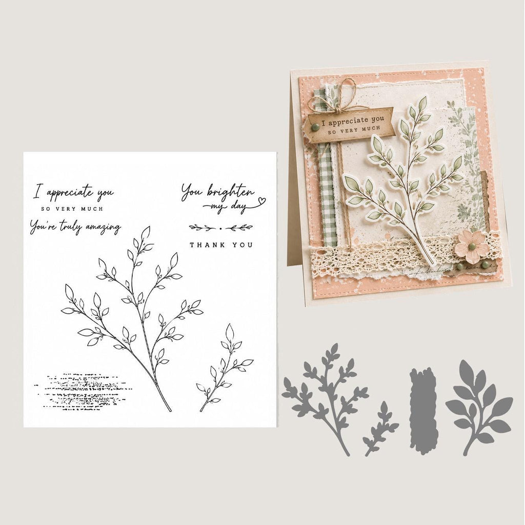 Botanical Leaf Stamp & Die Set | Greenery Card Making Supplies