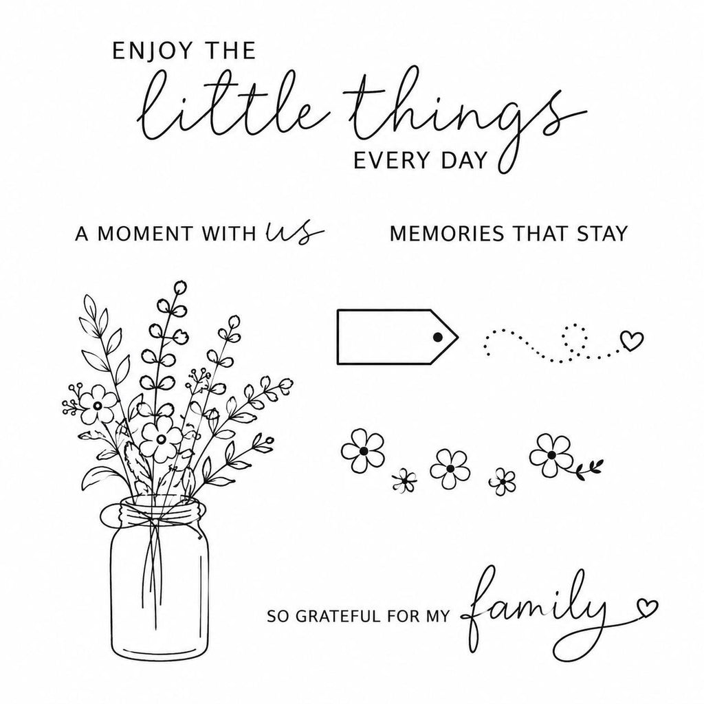 Mason Jar Floral Stamp & Die Set | Wildflower Bouquet Card Making Supplies