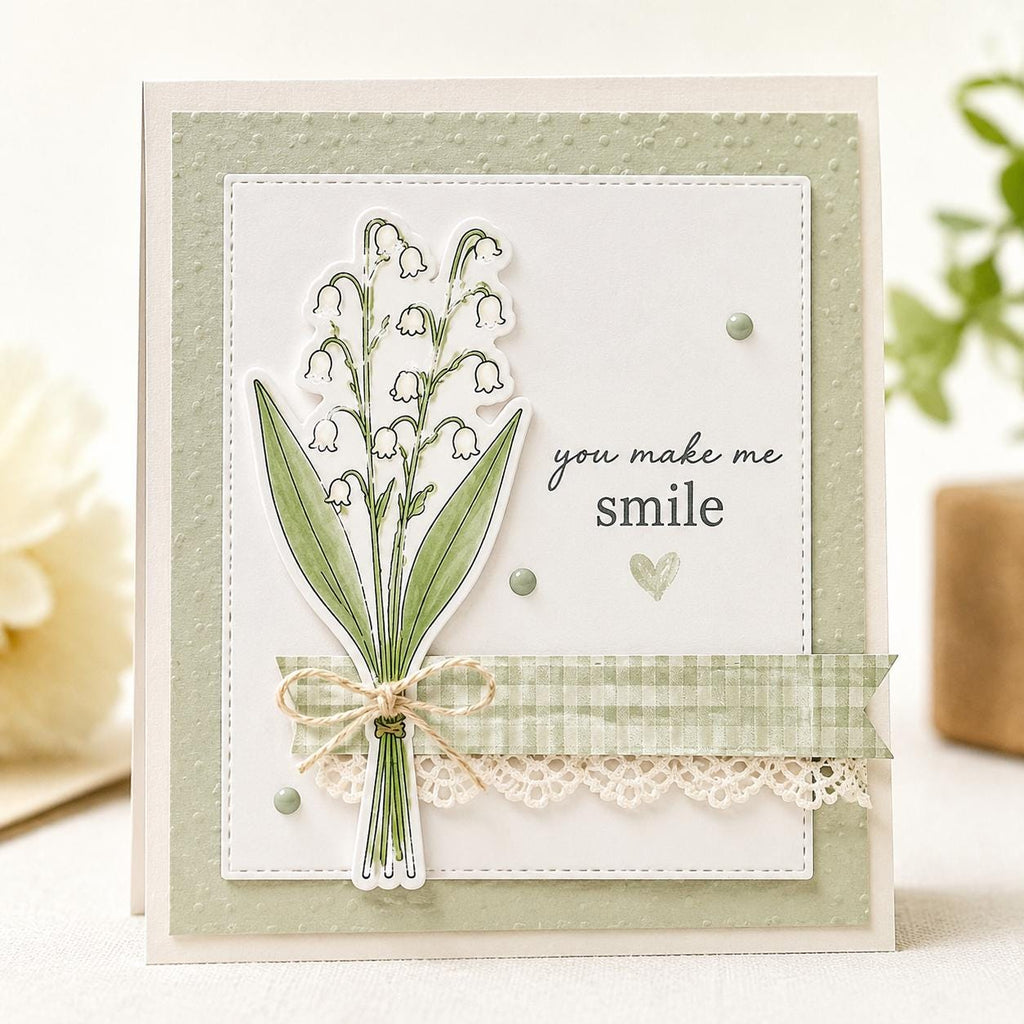 Flower Vase Stamp & Die Set | Lily of Valley Berry Bouquet Card Making Supplies