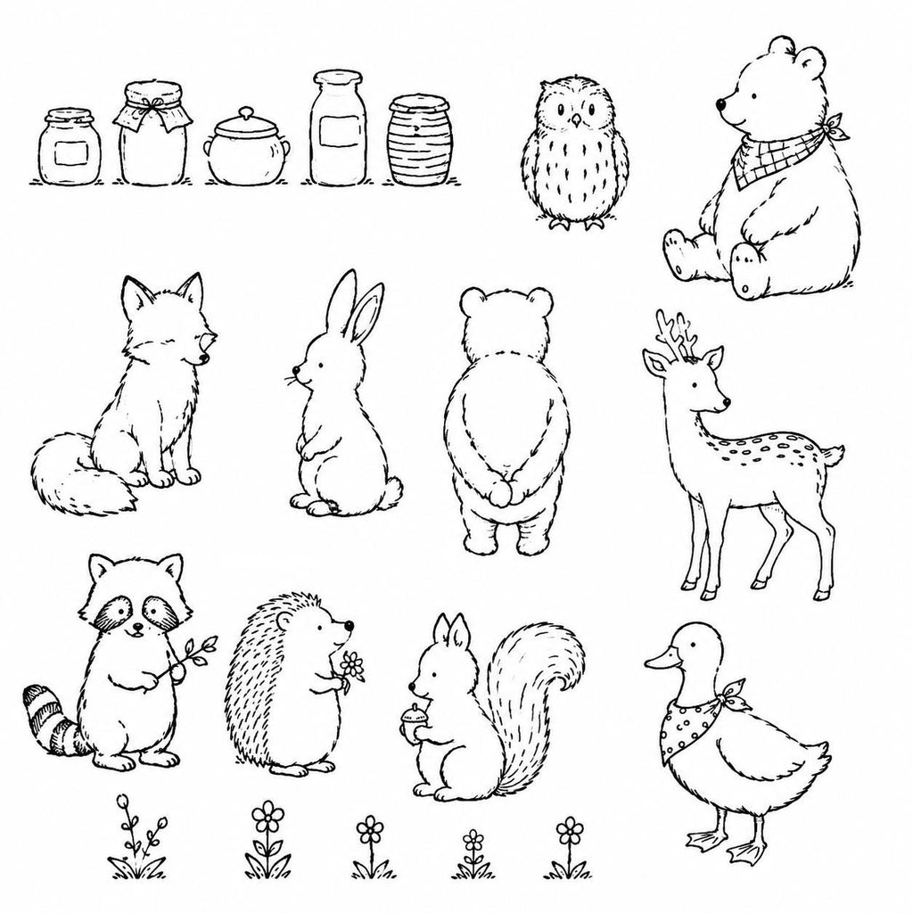 Woodland Animals Stamp & Die Set | Hedgehog, Bunny, Fox, Bear Card Making Supplies