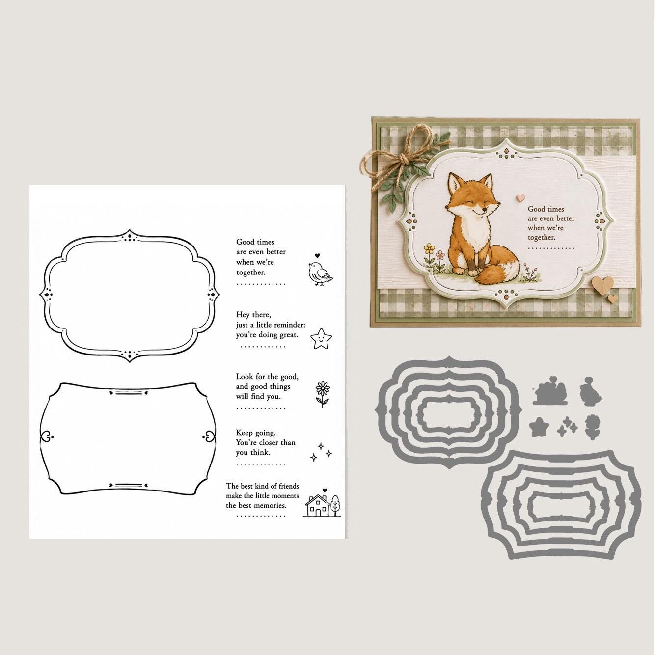 Decorative Frame Clear Stamp Set & Nesting Dies | Sentiment Stamps Friendship | Encouragement Card Making Supplies