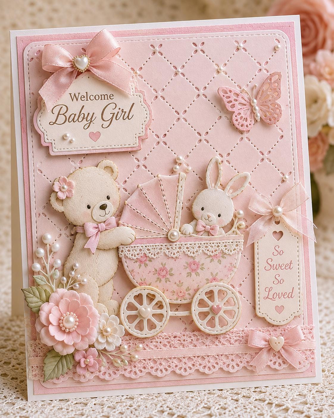 Quilted Stitched Background Metal Die Cut for Cardmaking & Scrapbooking
