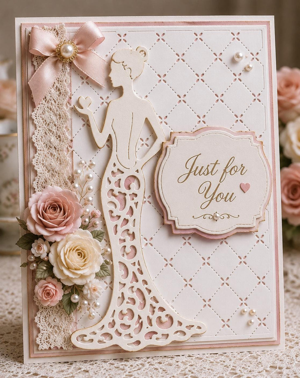 Quilted Stitched Background Metal Die Cut for Cardmaking & Scrapbooking