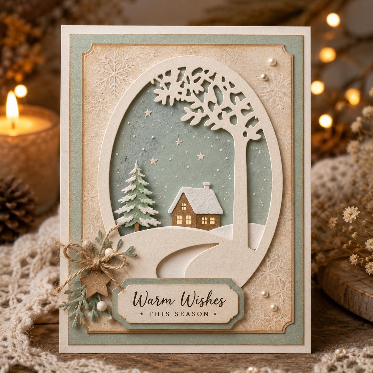 Metal Cutting Die Tree Frame Oval Landscape Scrapbooking Craft Stencil 14cm x 10cm