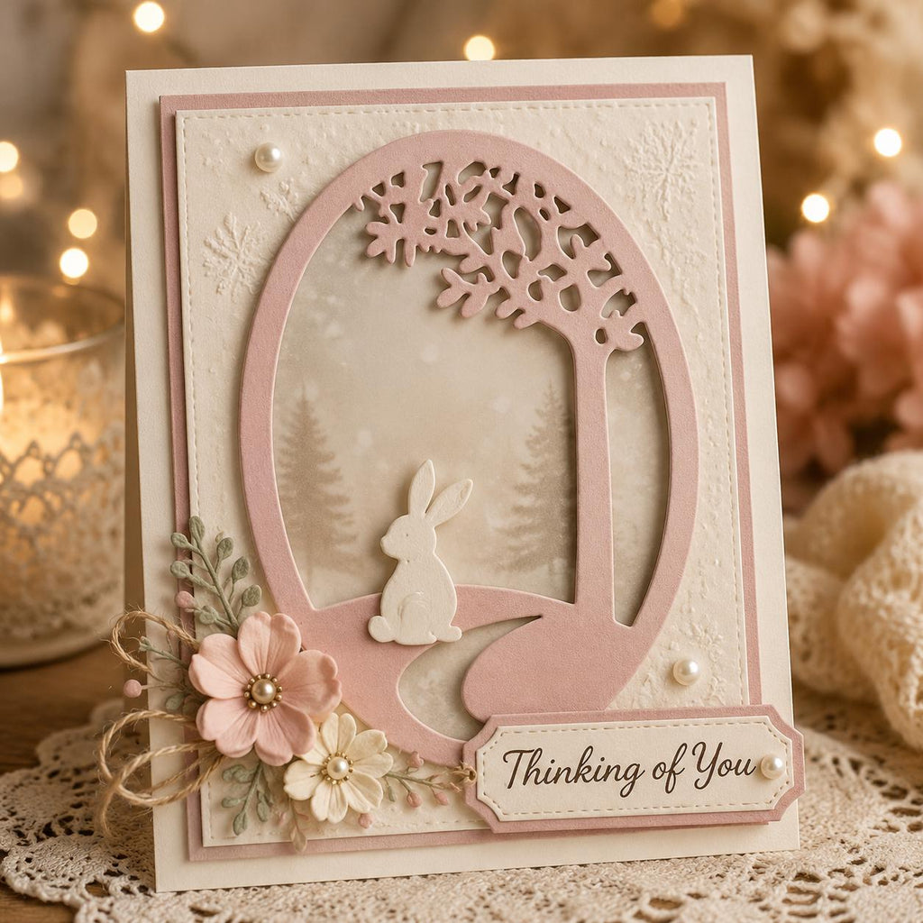 Metal Cutting Die Tree Frame Oval Landscape Scrapbooking Craft Stencil 14cm x 10cm