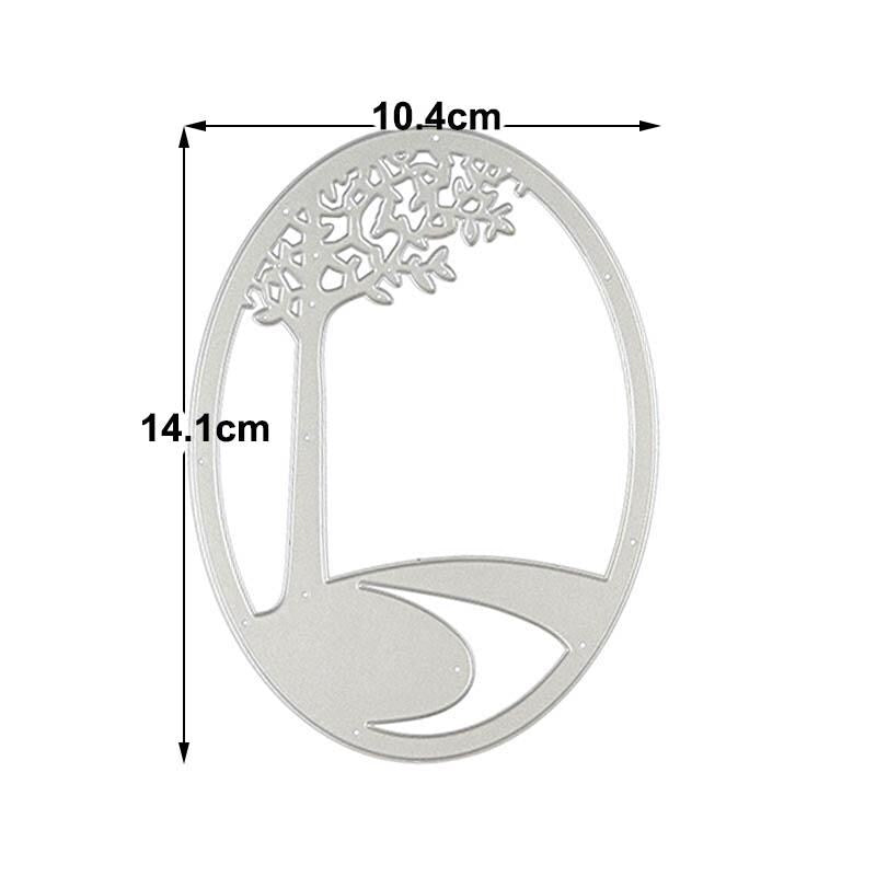 Metal Cutting Die Tree Frame Oval Landscape Scrapbooking Craft Stencil 14cm x 10cm