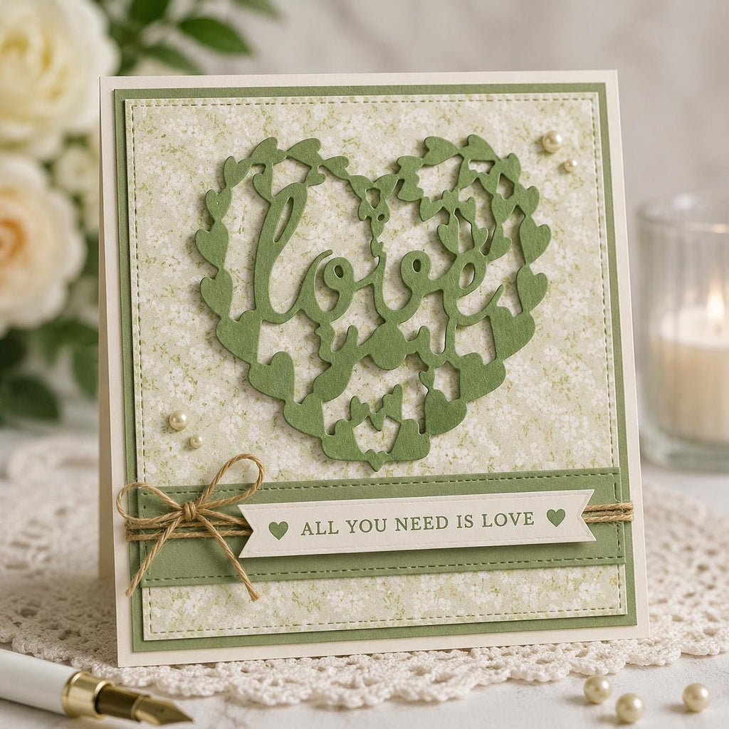 Heart Frame Metal Die with 'Love' Design - Scrapbooking & Cardmaking