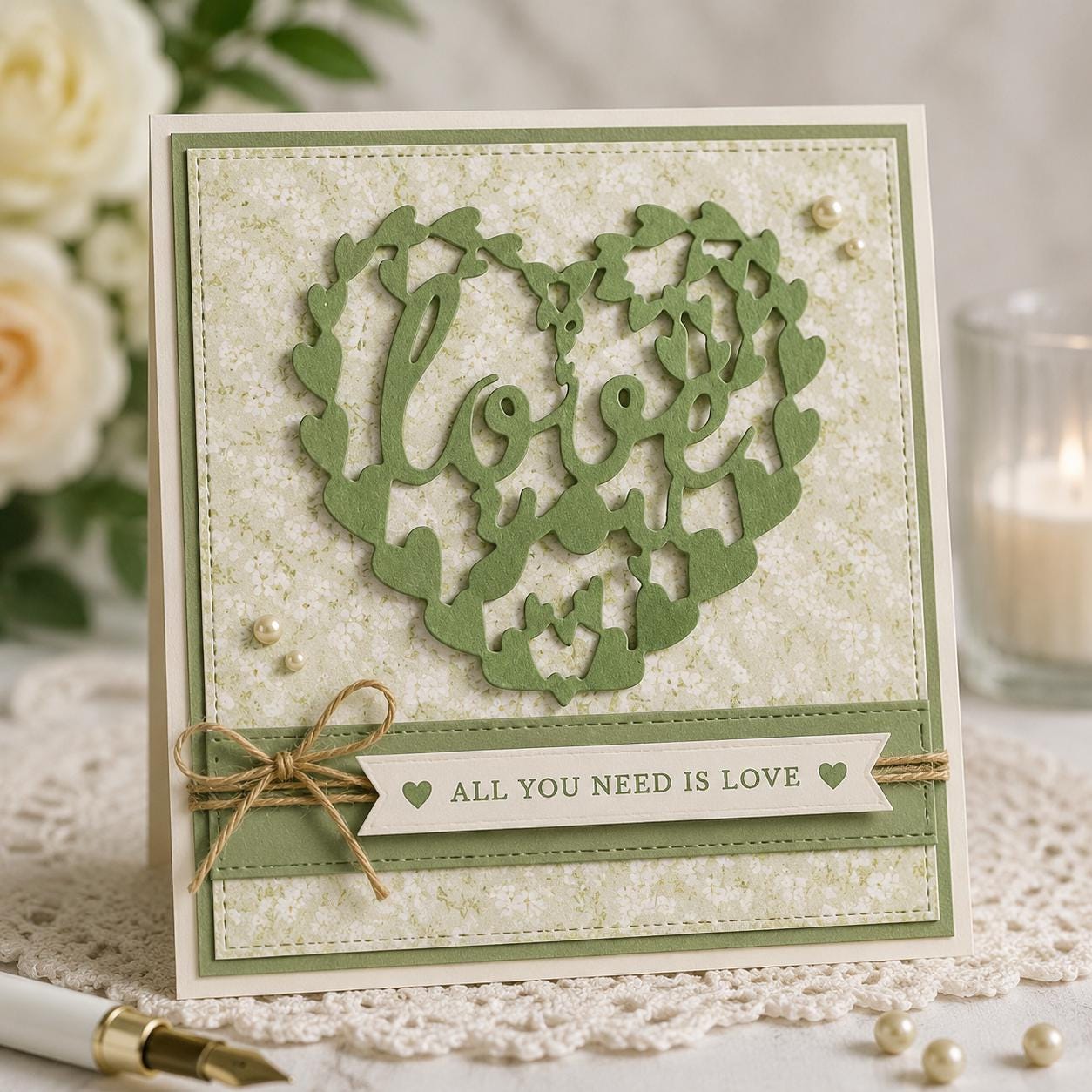 Heart Frame Metal Die with 'Love' Design - Scrapbooking & Cardmaking