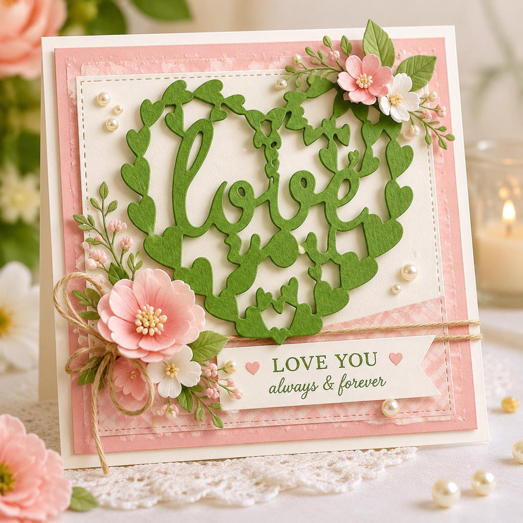 Heart Frame Metal Die with 'Love' Design - Scrapbooking & Cardmaking