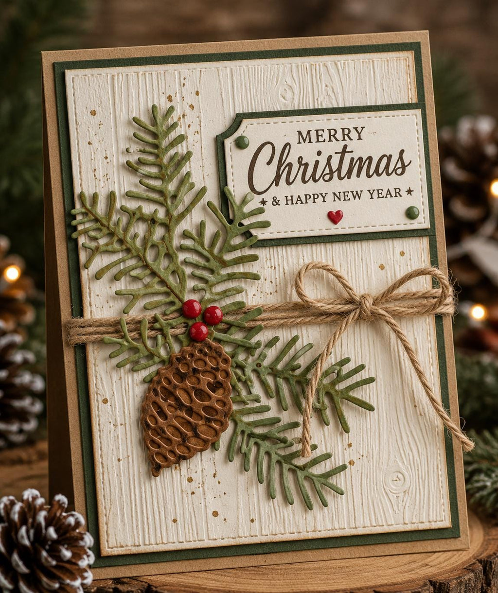 Pine Branch & Pine Cone Metal Die Cuts for Crafting and Card Making