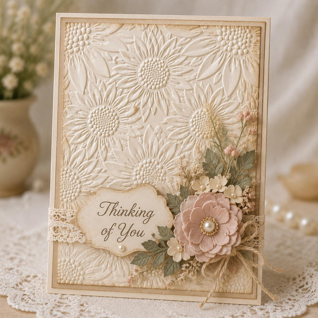 3D Sunflower Embossing Folder 5x7 Inch Floral Texture Template for Card Making, Scrapbooking Crafts