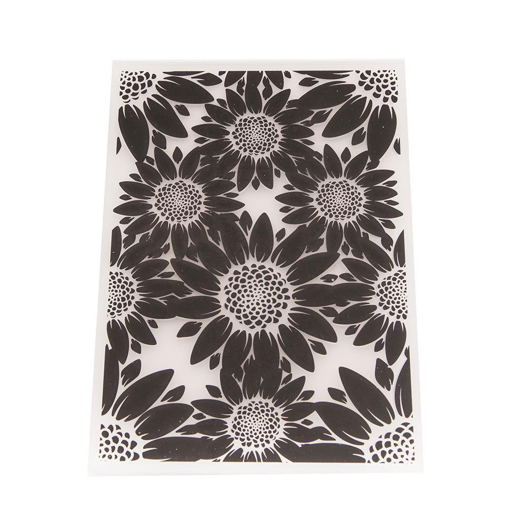 3D Sunflower Embossing Folder 5x7 Inch Floral Texture Template for Card Making, Scrapbooking Crafts