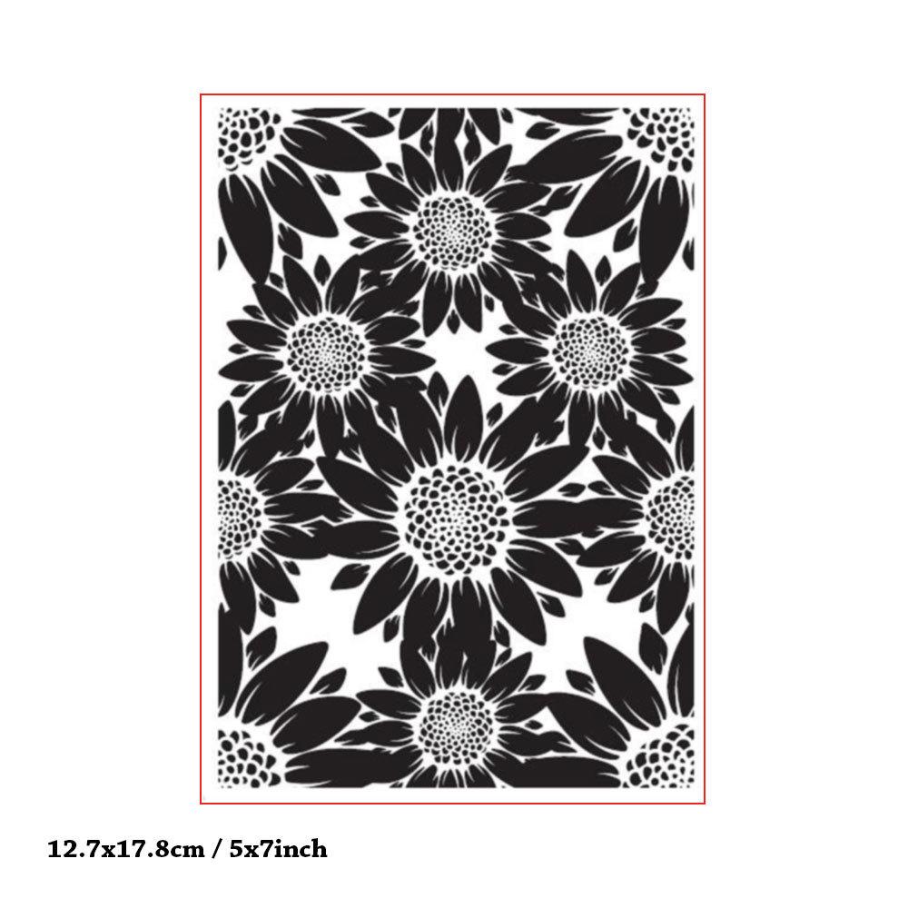 3D Sunflower Embossing Folder 5x7 Inch Floral Texture Template for Card Making, Scrapbooking Crafts