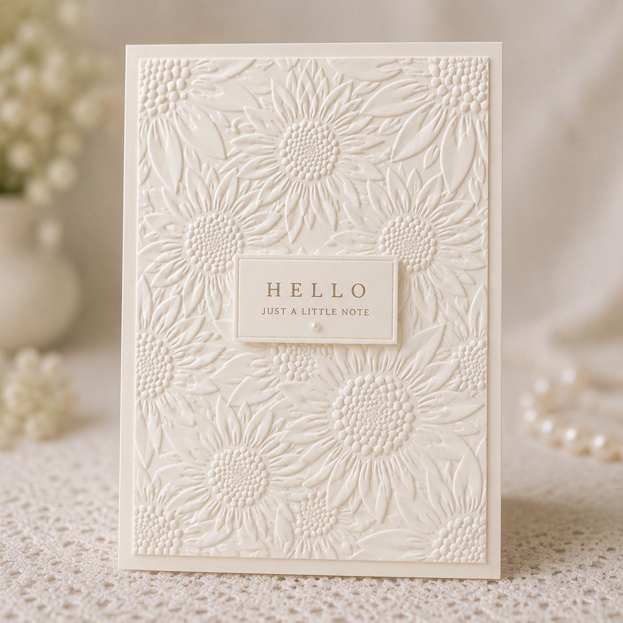 3D Sunflower Embossing Folder 5x7 Inch Floral Texture Template for Card Making, Scrapbooking Crafts