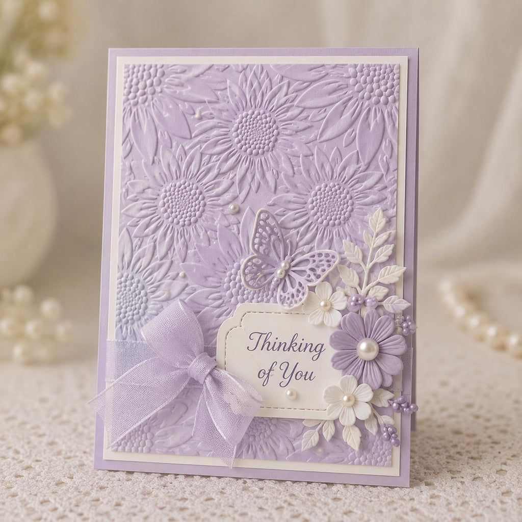 3D Sunflower Embossing Folder 5x7 Inch Floral Texture Template for Card Making, Scrapbooking Crafts