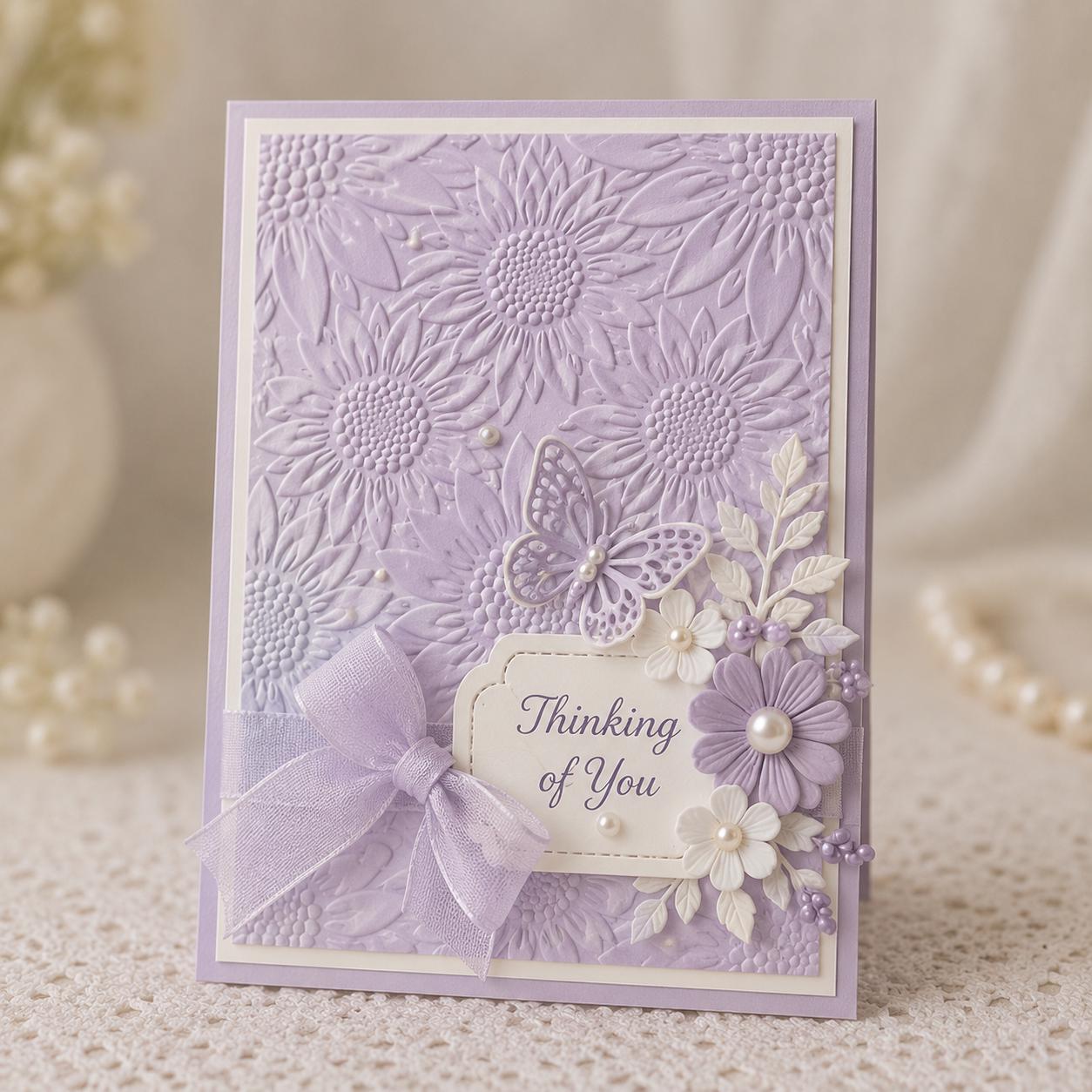 3D Sunflower Embossing Folder 5x7 Inch Floral Texture Template for Card Making, Scrapbooking Crafts