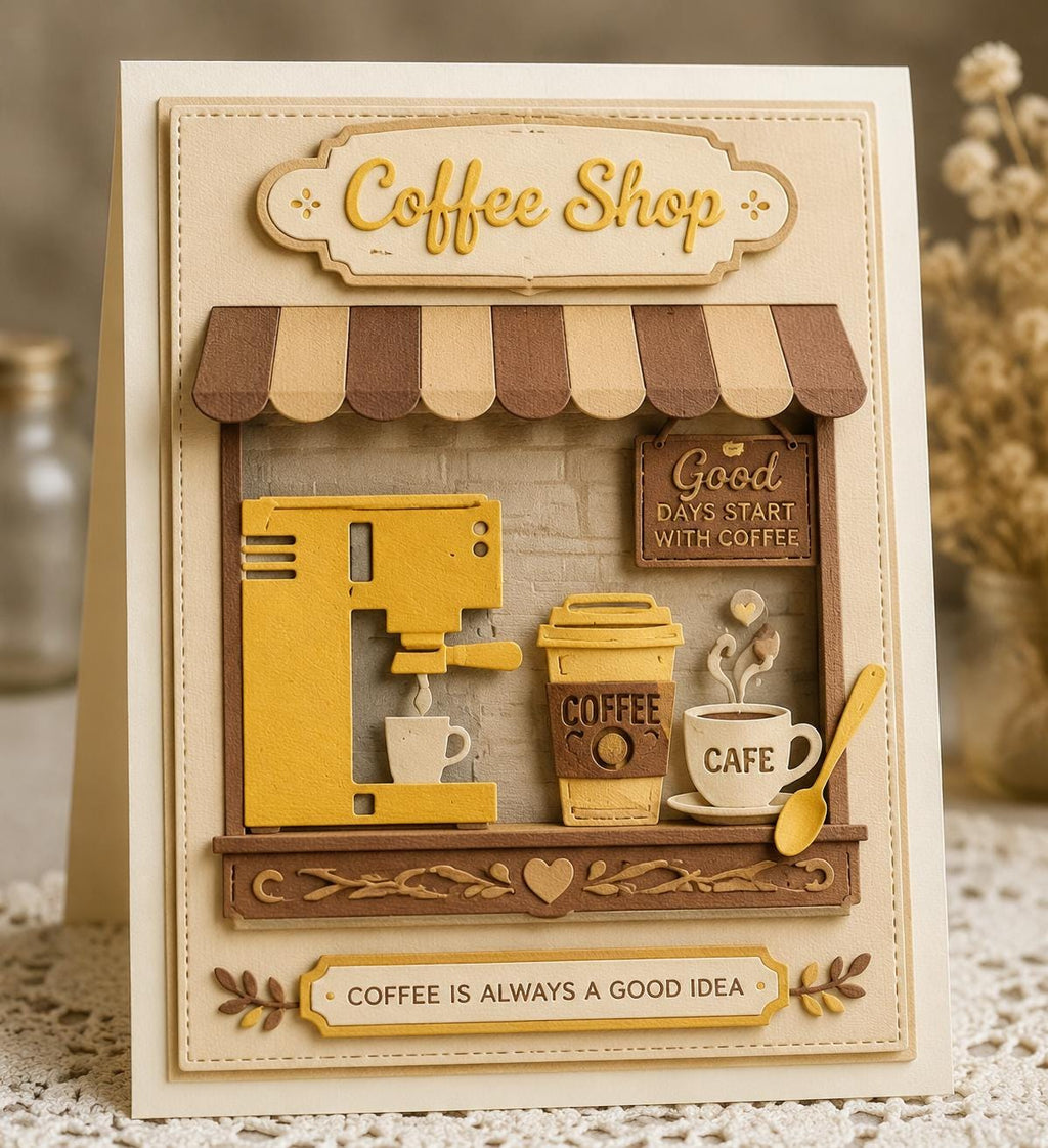 Coffee Shop Metal Cutting Dies Set for Card Making Scrapbooking and DIY Paper Crafts