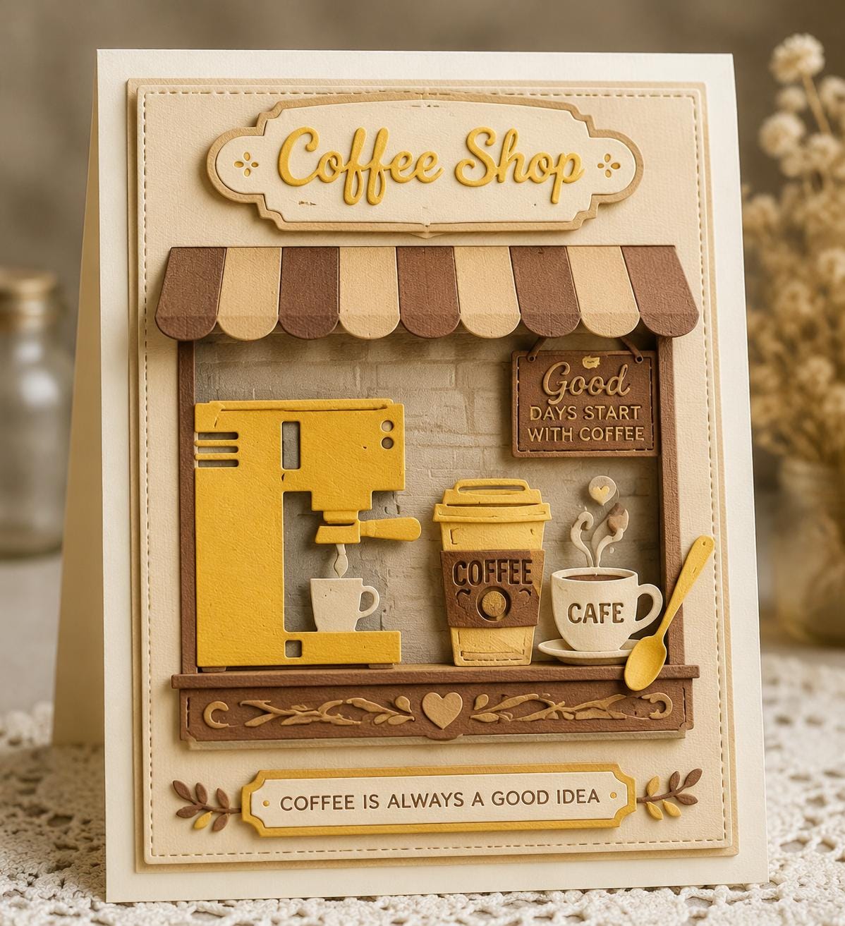 Coffee Shop Metal Cutting Dies Set for Card Making Scrapbooking and DIY Paper Crafts