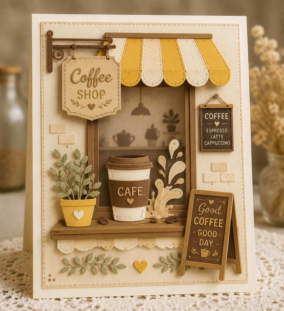 Coffee Shop Metal Cutting Dies Set for Card Making Scrapbooking and DIY Paper Crafts