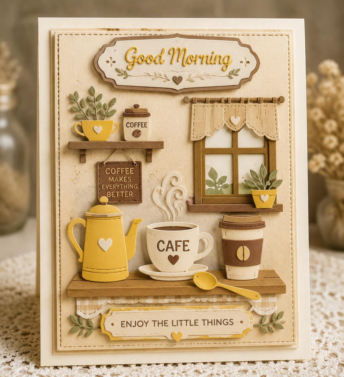 Coffee Shop Metal Cutting Dies Set for Card Making Scrapbooking and DIY Paper Crafts