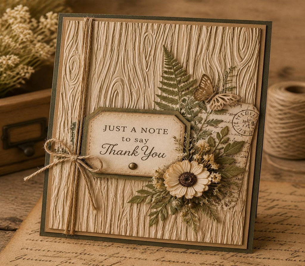 Wood Grain Embossing Folder: Rustic Texture for Card Making, Scrapbooking (5.9 x 5.9 Inch)