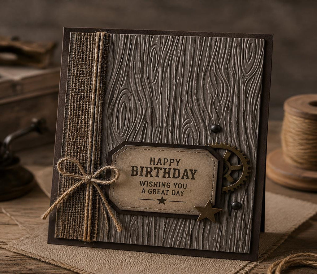 Wood Grain Embossing Folder: Rustic Texture for Card Making, Scrapbooking (5.9 x 5.9 Inch)