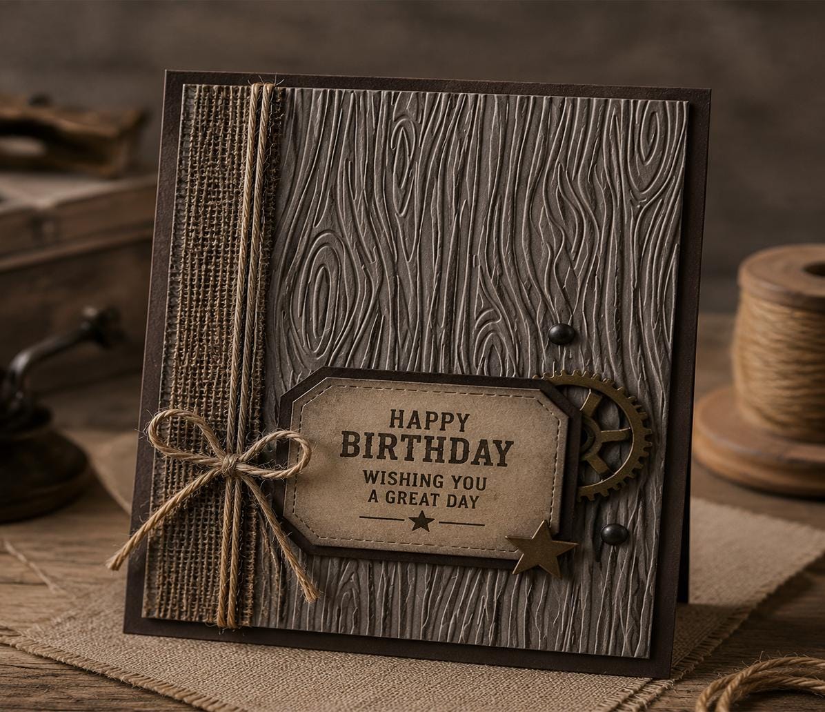 Wood Grain Embossing Folder: Rustic Texture for Card Making, Scrapbooking (5.9 x 5.9 Inch)