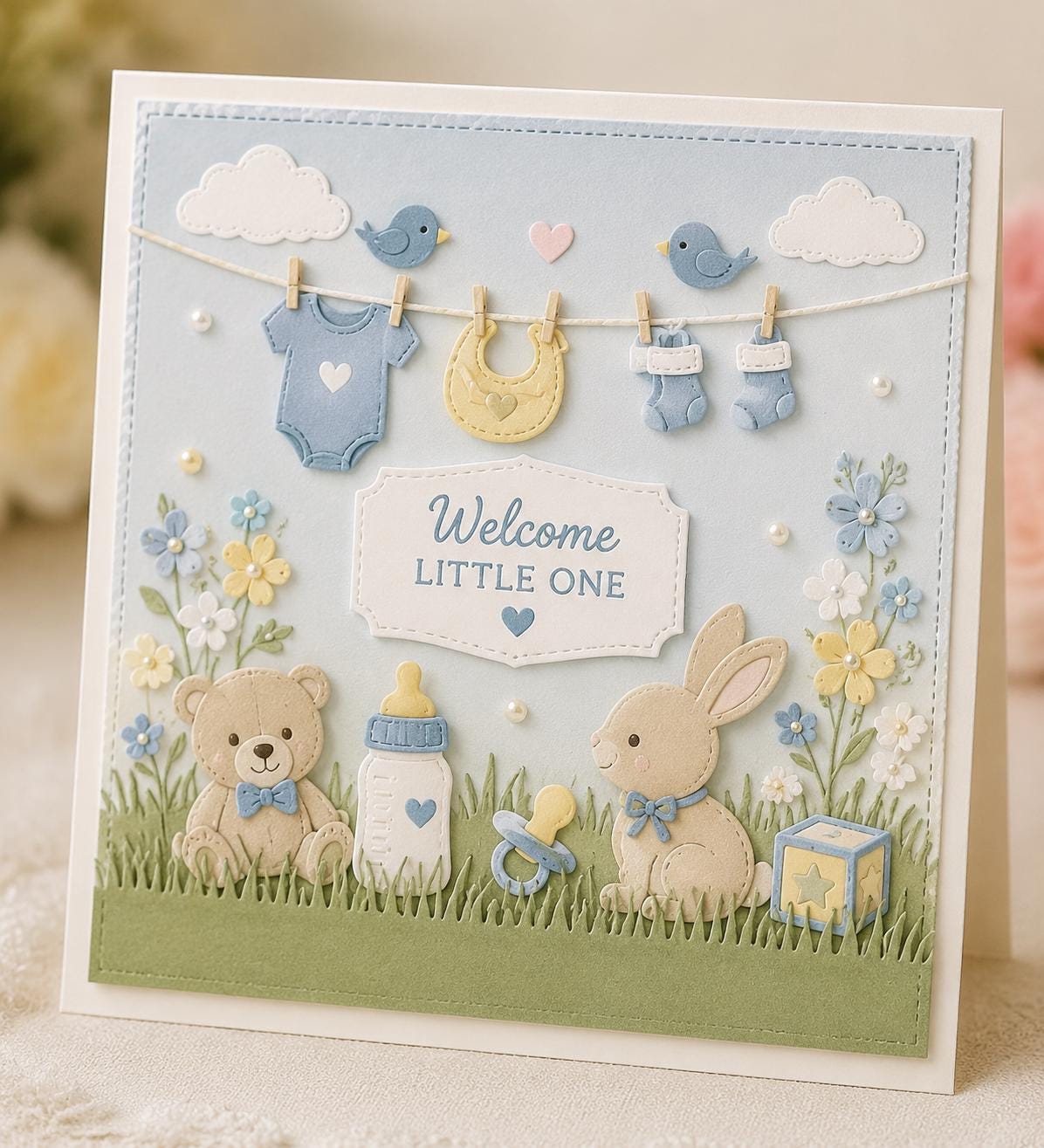 Spring Grass Border and Mini Shapes Metal Cutting Dies for Easter Cards and Scrapbooking
