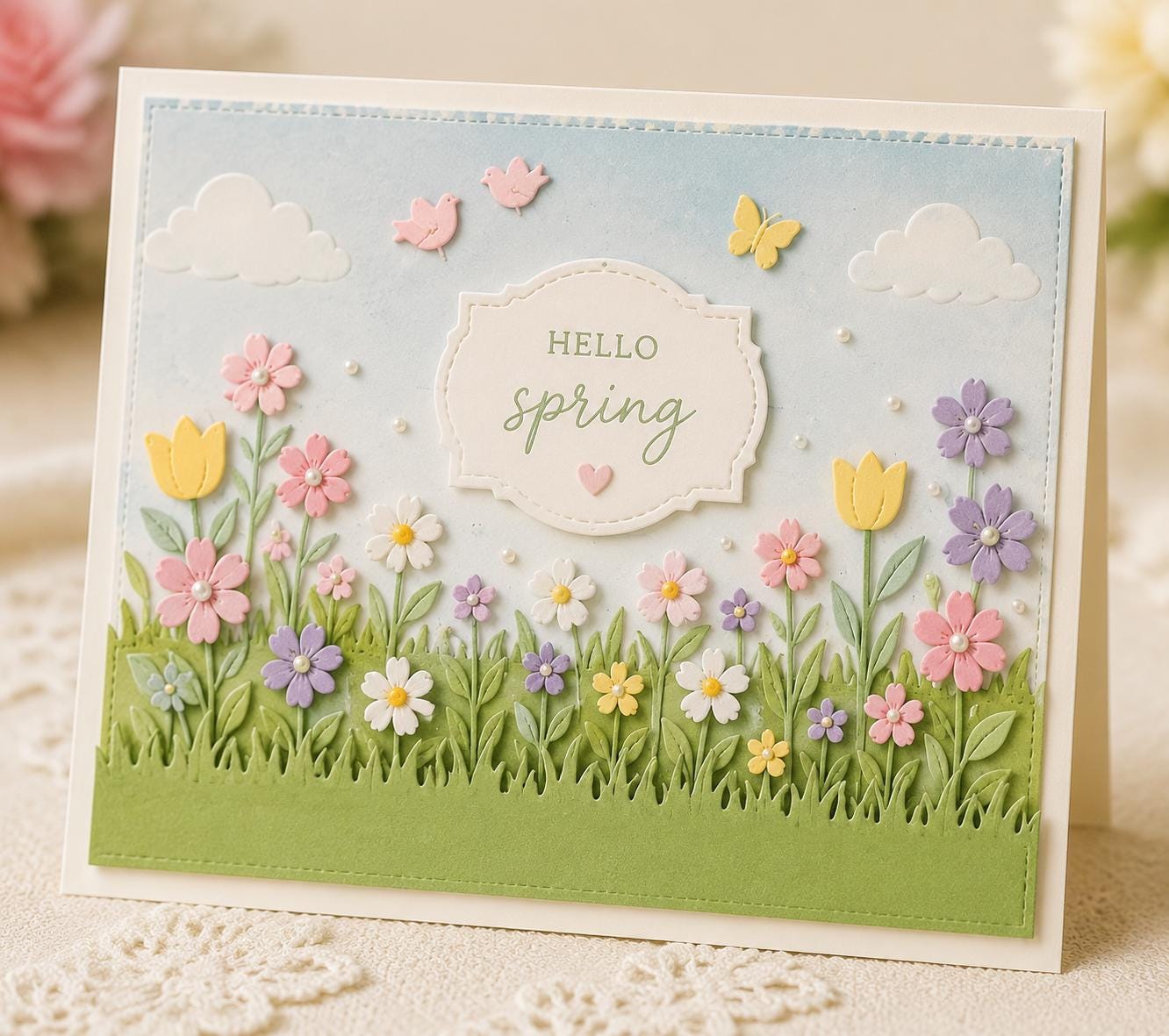 Spring Grass Border and Mini Shapes Metal Cutting Dies for Easter Cards and Scrapbooking