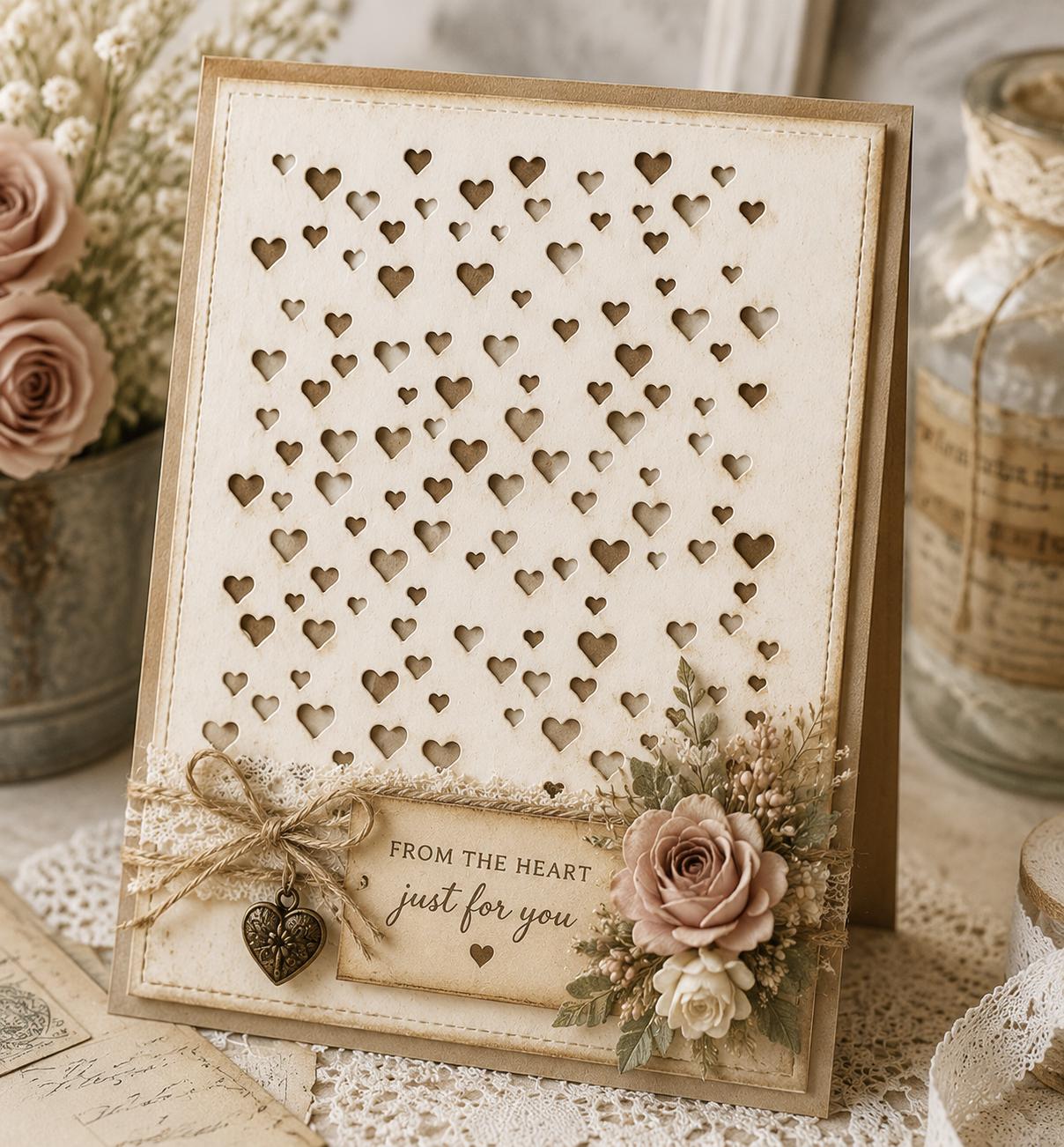 Heart Background Metal Cutting Die for Card Making Scrapbooking and Valentine Crafts