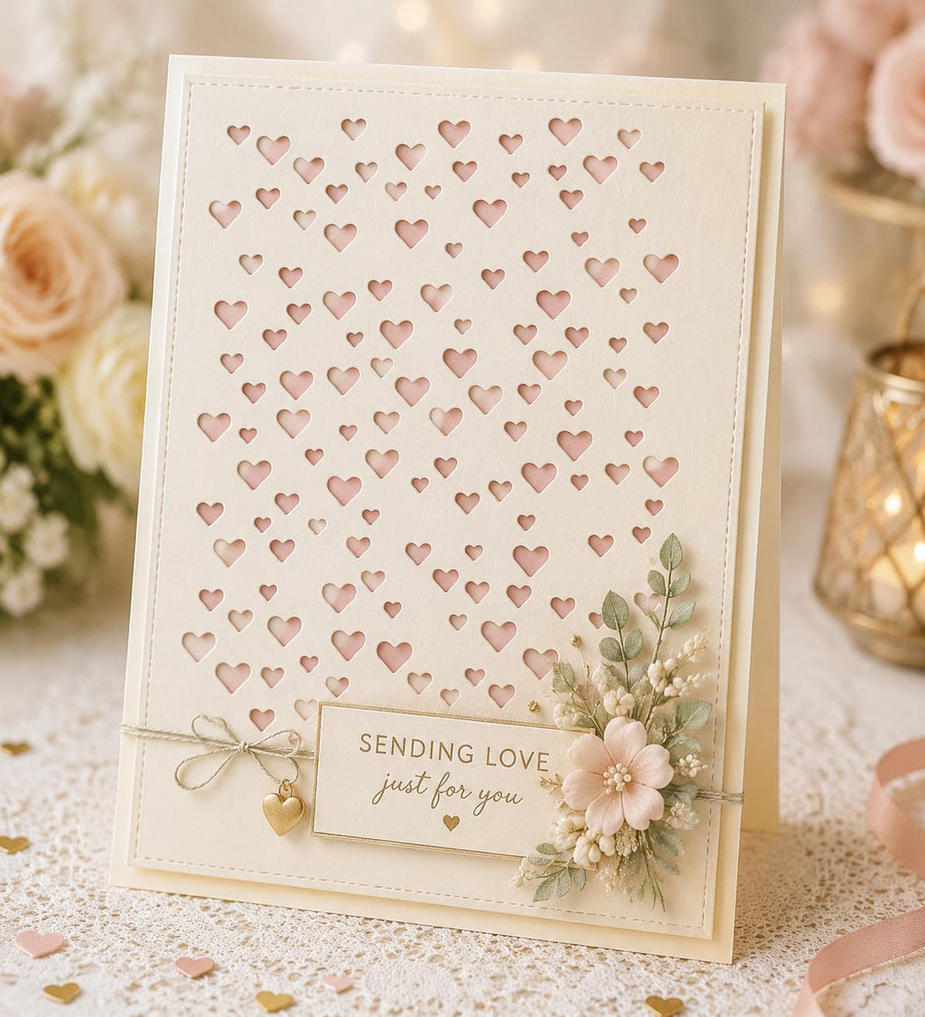 Heart Background Metal Cutting Die for Card Making Scrapbooking and Valentine Crafts