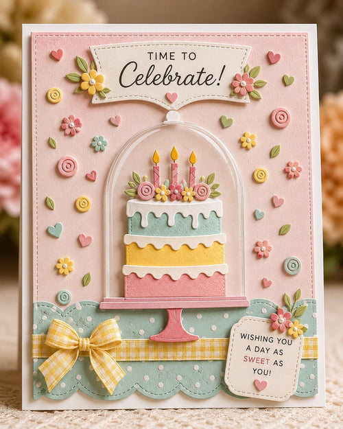 Birthday Cake Dome Metal Cutting Dies Set for Card Making Scrapbooking and Celebration Crafts