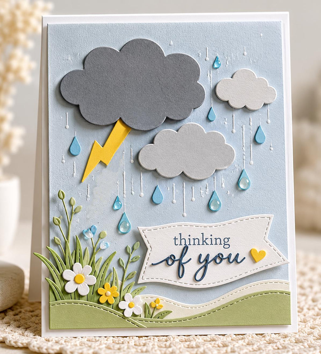Layered Cloud and Rain Metal Cutting Dies: Card Making, Scrapbooking Supplies