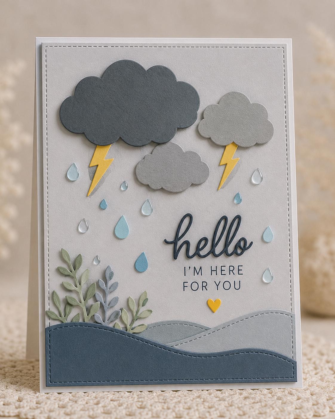 Layered Cloud and Rain Metal Cutting Dies: Card Making, Scrapbooking Supplies