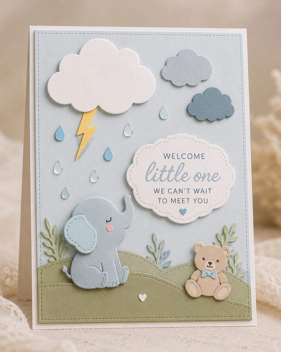 Layered Cloud and Rain Metal Cutting Dies: Card Making, Scrapbooking Supplies